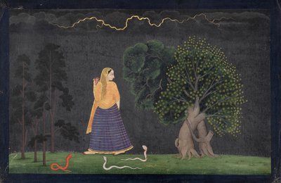 Heroine Rushing to Her Lover (Abhisarika Nayika) by The Family of Nainsukh